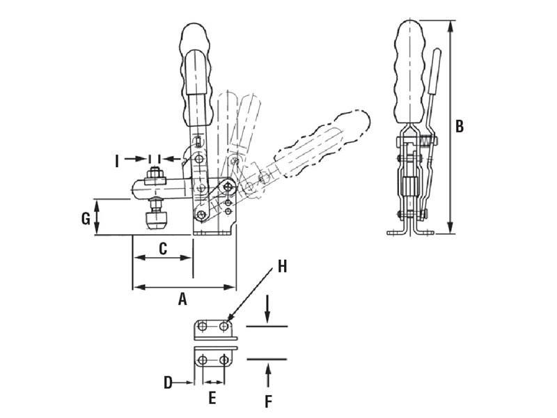 Vertical Positive Locking Clamps Locking Clamps Manual Toggle
